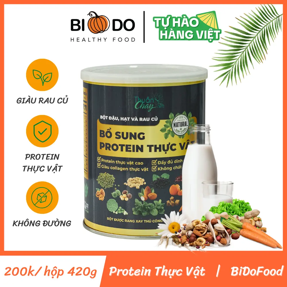 Protein Thực Vật 420g Thuần Chay - Bí Đỏ Food - Bột Đậu Hạt Rau Củ Bổ Sung Protein