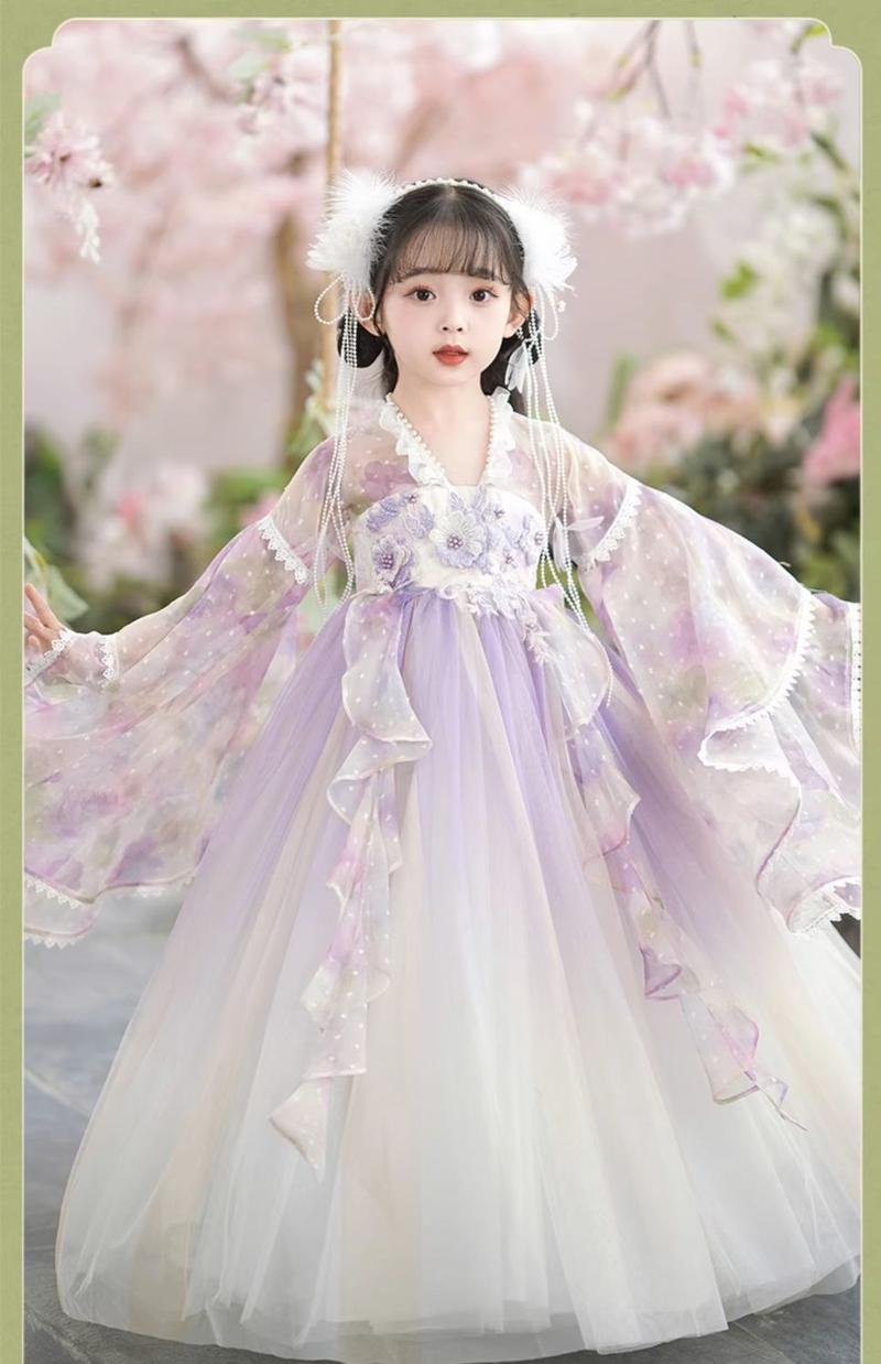 Product Introduction of Váy Trang Phục Trung Quốc Phong Cách Hanfu, Cô Gái Hoa Thần, Siêu Thanh Lịch, Váy Áo Khoác Và Váy Trẻ Em Phong Cách Cổ Trang Thích Hợp Cho Mùa Hè, Mỏng, Cho Bé Gái 15