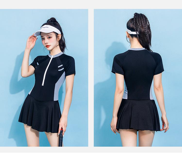 Product Introduction of Swimsuit 2024 New Student Skirt Vacation Hot Spring Fashion Sports Cover Belly Slimming One-Piece Swimsuit 8