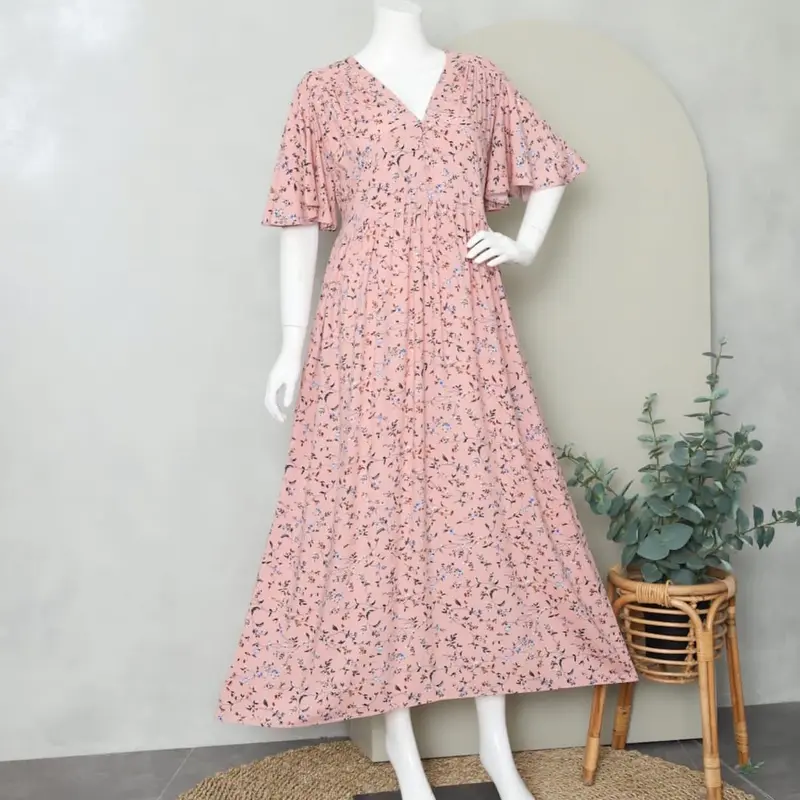 LD 110 PB 125 Daster Lengan Lebar Bumil Busui Friendly Dress Motif Cantik Simple Nyaman 2