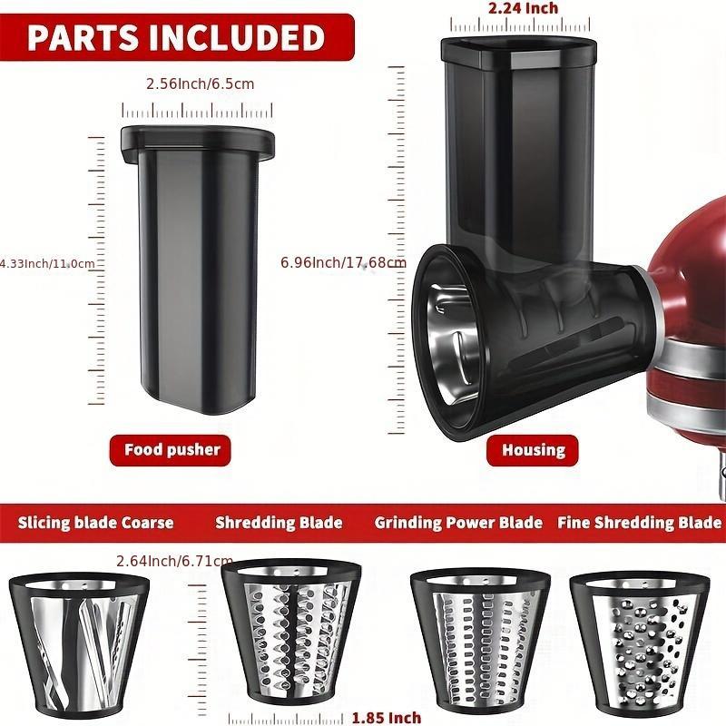 Product Introduction of KitchenAid Stand Mixer Attachment, 4 Counts/set Vegetable Chopper Attachment for KitchenAid Stand Mixer, Cheese Grater Attachment, Kitchen Appliance Parts 1