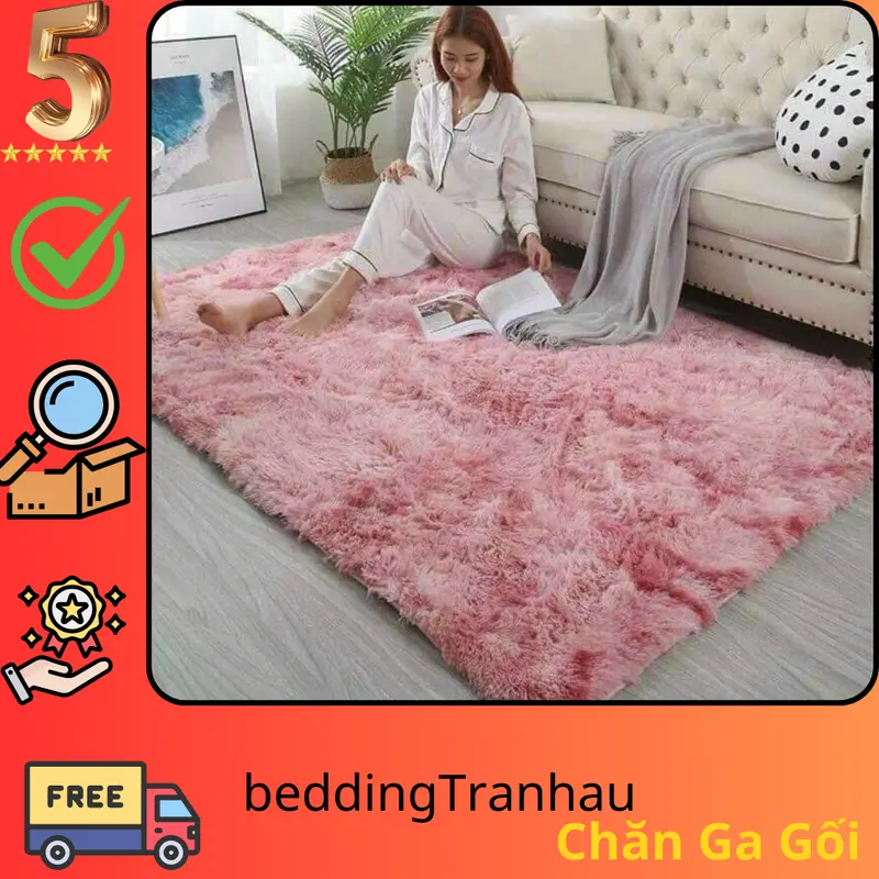 Thảm lông decor trang trí -Thảm chup ảnh sản phẩm màu loang hồng size 1m6x2m và tròn 1mx1m, mặt sau chống trơn trượt 0