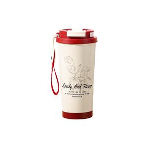 Mug Bertebat Vakum Dalaman Seramik, Rekaan Lily of the Valley, Bernilai Tinggi, Sesuai untuk Pejabat Perniagaan, Cawan Kopi, Cawan Straw, Cawan Hadiah Kitchenware Merah