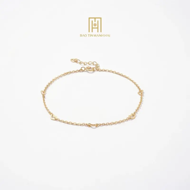 Lắc tay vàng 10K Bảo Tín Mạnh Hải hoạ tiết trái tim tinh tế sang trọng phong cách Ý PYLTV10KD0-409007 0