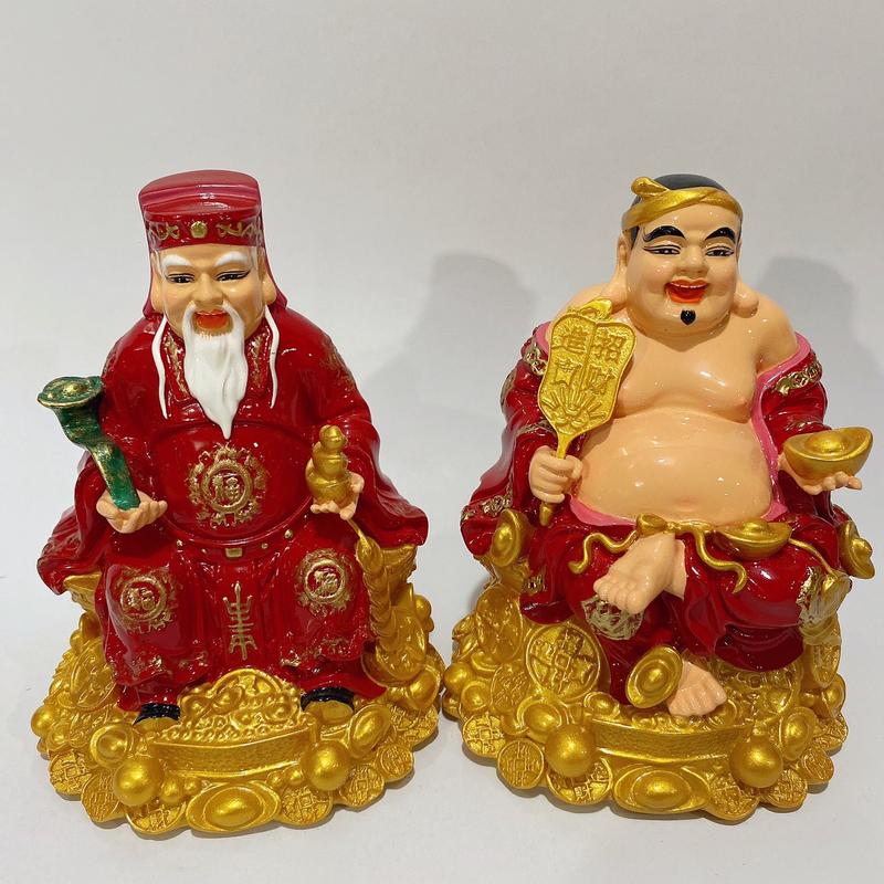 Bộ Tượng 2 Ông Thần Tài Và Thổ Địa Cao 14cm Ngồi Chéo Chân 1