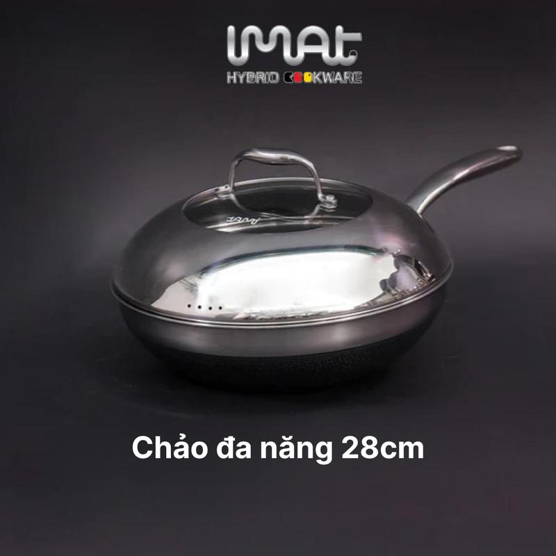 Hàng chính hãng Chảo xào đa năng sâu lòng inox iMat Hybrid Blackcube 28cm Phủ chống dính Ceramic lòng đen