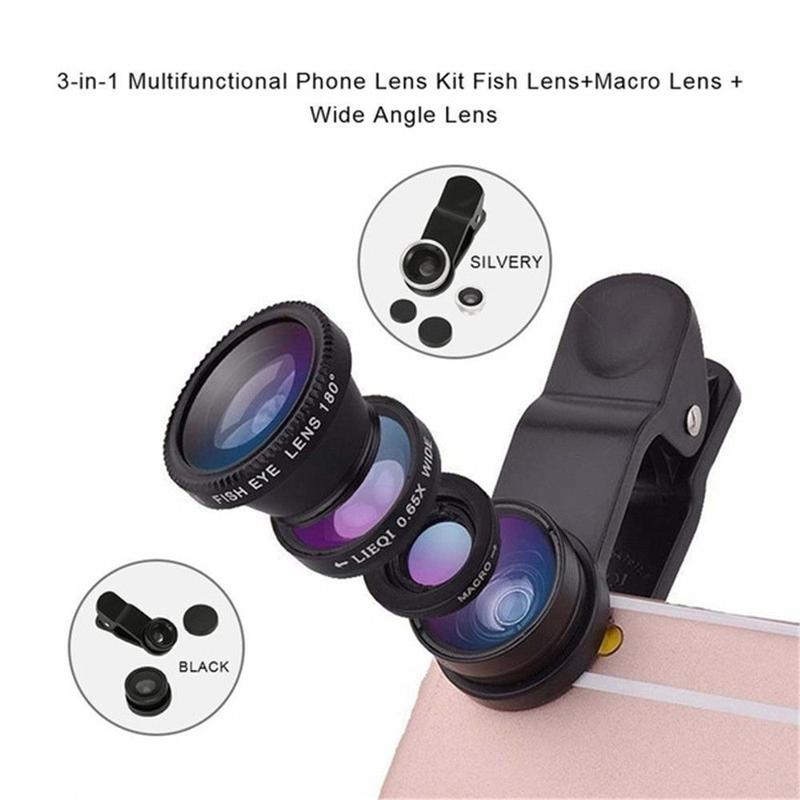 Phone Lens Clip On Wide Angle Macro Camera Lens Kit Fish Eye For Smart Phone 7