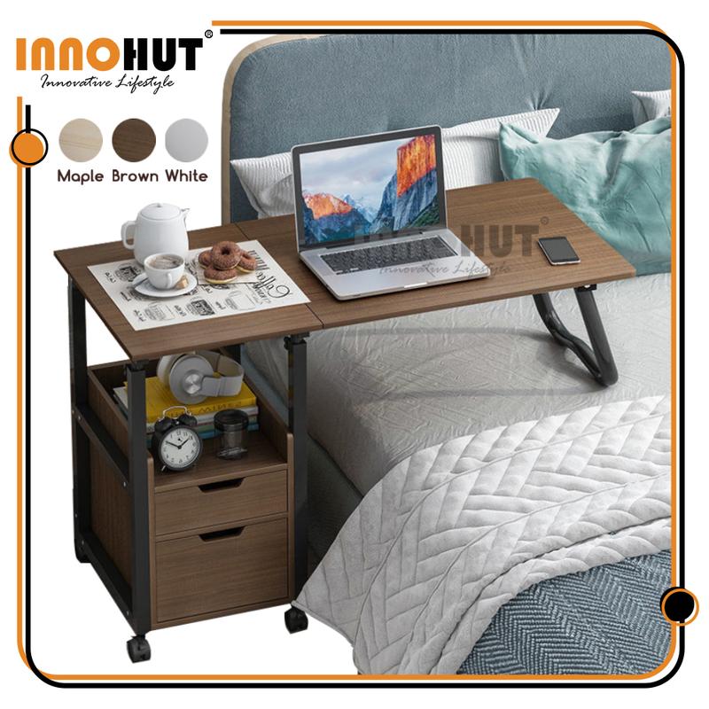 Product Introduction of Innohut 2 In 1 Trolley Foldable Table Adjustable Rack Height Cabinet Wooden Trolley Rack Trolley With Wheel Rack Meja Troli 22