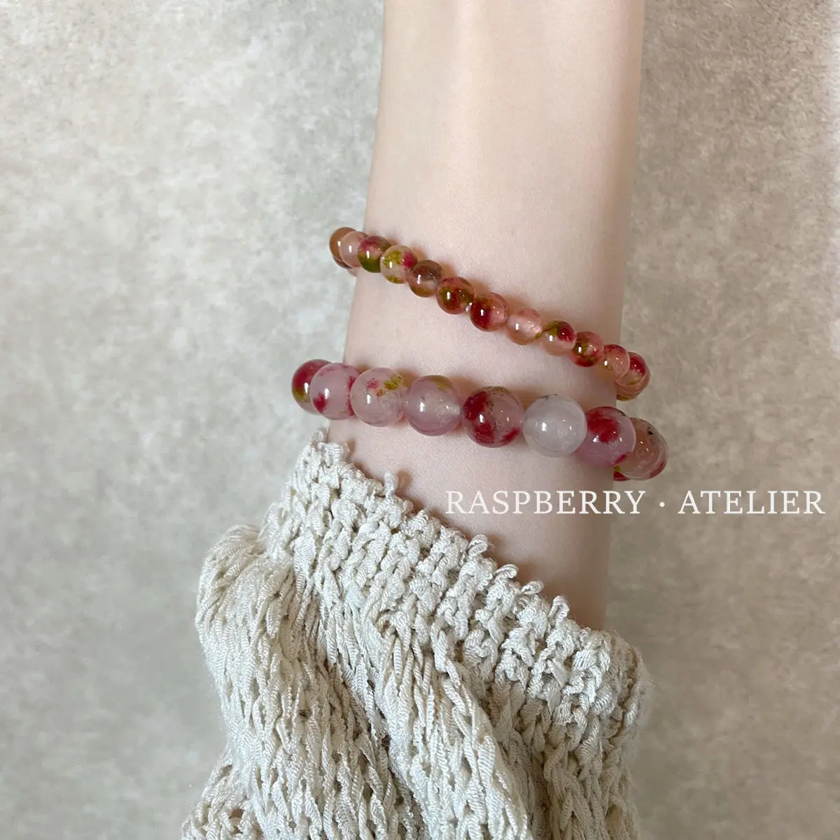 Peach Blossom Beautiful New Chinese Crystal Pink Blooming Beaded Bracelet Natural Stone Twin Niche Retro Bracelet