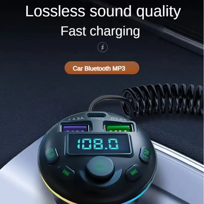 Bộ phát FM Bluetooth 5.0 trên ô tô, với máy nghe nhạc MP3, bộ thu âm thanh rảnh tay, Cáp sạc 3in1, bộ điều chế điện tử tự động, để gọi rảnh tay, phát trực tuyến nhạc 5