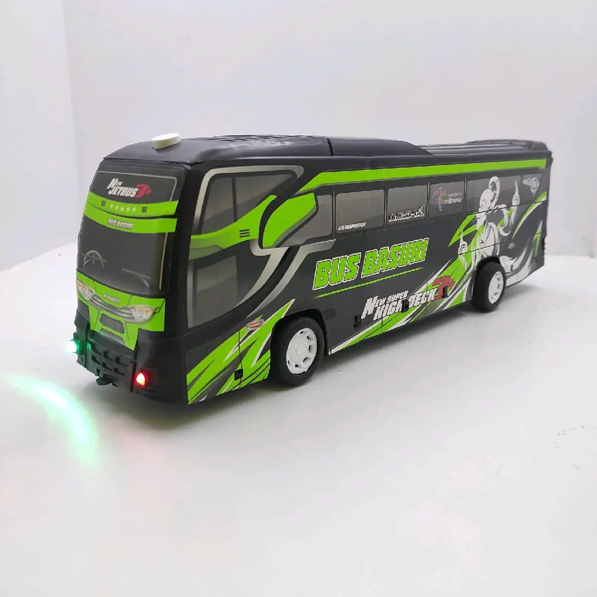 MAINAN BUS BASURI TELOLET OM HADIAH ANAK COWOK Lampu Toy Bergerak Dengan DiTarik Dorong