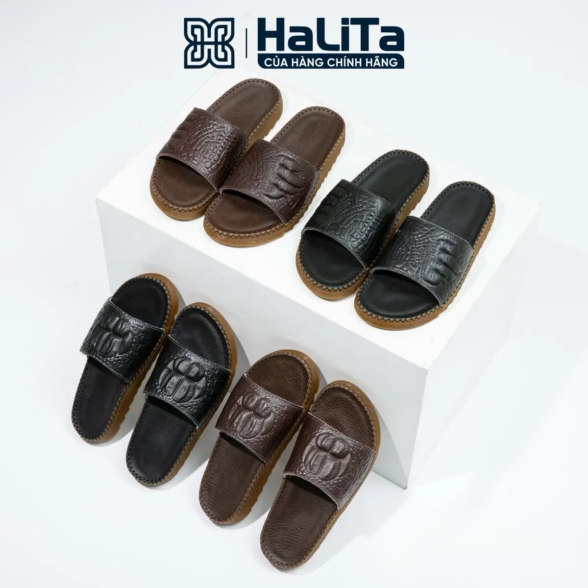 [Bản Nâng Cấp] Dép Nam Doctor Cá Sấu Đế Răng Cưa Cao 3Cm, Siêu Dẻo, Da B.ò In Vân 3D Chống Thấm Nước Dép Slipper