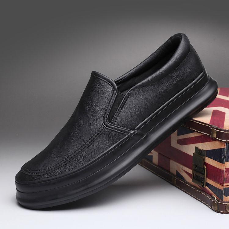 Product Introduction of 2023 Men's Shoes Autumn New Thick-Soled Slip-On Lazy Shoes Men's Breathable Height-Increasing Leather Shoes Soft-Soled Trendy Versatile Sneakers 16