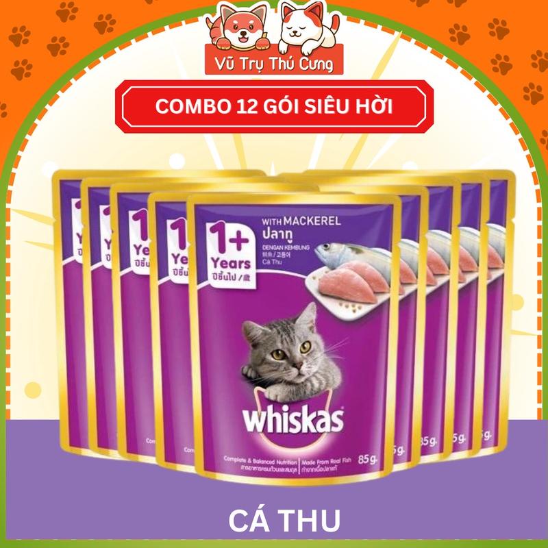 Combo 12 gói pate Whiskas cho Mèo con và Mèo trưởng thành
