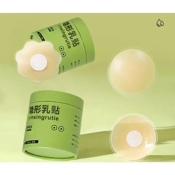 Miếng Dán Ngực Silicon, Đóng Hộp, 16 Chiếc, Không Thấm Nước Và Thoáng Khí, Vô Hình Thích Hợp Cho Đồ Lót