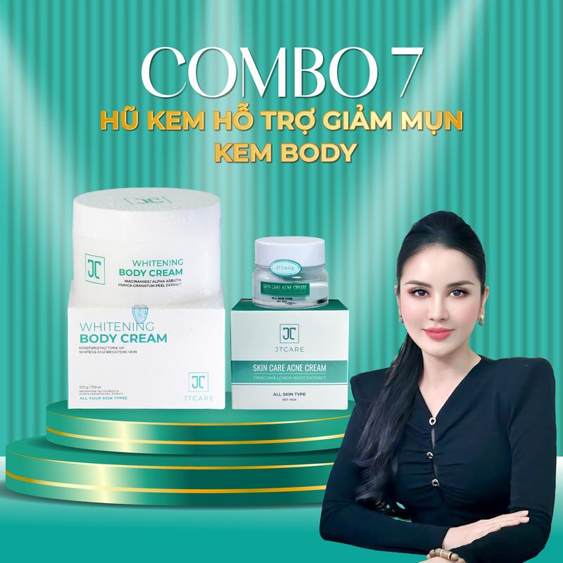 CB22 - Combo DA MỤN & SÁNG DA (JT01+JT04) -  Bộ đôi sản phẩm gồm: 1 hũ kem hỗ trợ giảm mụn, 1 kem body Nhã Lê - Chăm Sóc Da Skincare 3