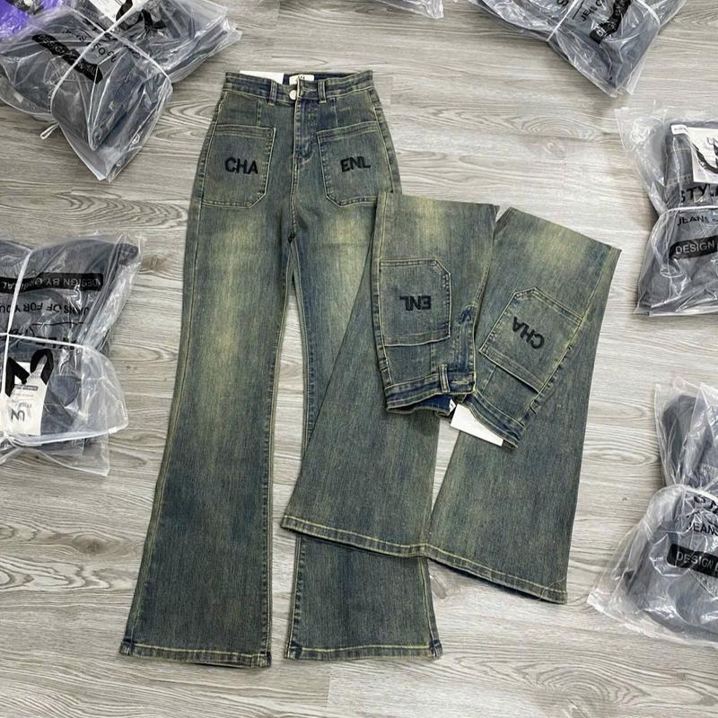 QUẦN JEAN DÀI ỐNG LOE 90CM,CO DÃN,THÊU ENL