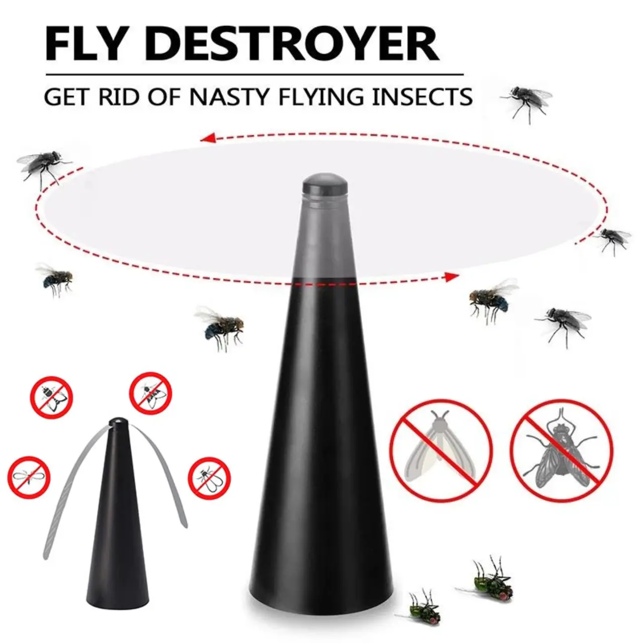 Automatic Fly Trap Fly Repellent Fan Pest Control Mosquito Killer Tabletop Fly Repellent Outdoor Flies Bugs Repellant Battery Electronic