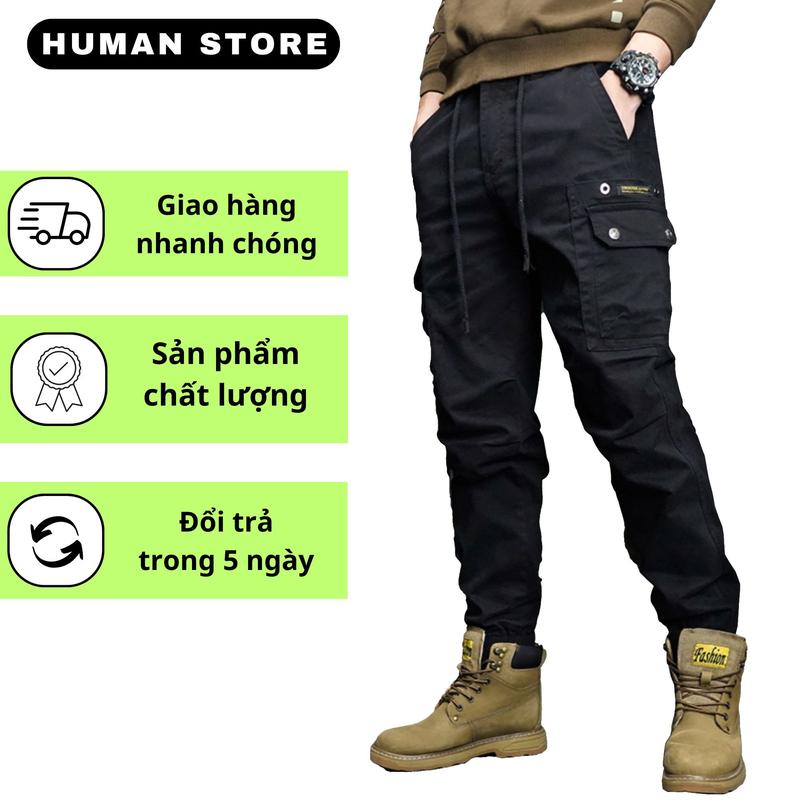 Quần Jogger Túi Hộp Nam HUMAN chất kaki thô lên dáng chuẩn form Sport Trang Phục quần thoáng khí Xốp