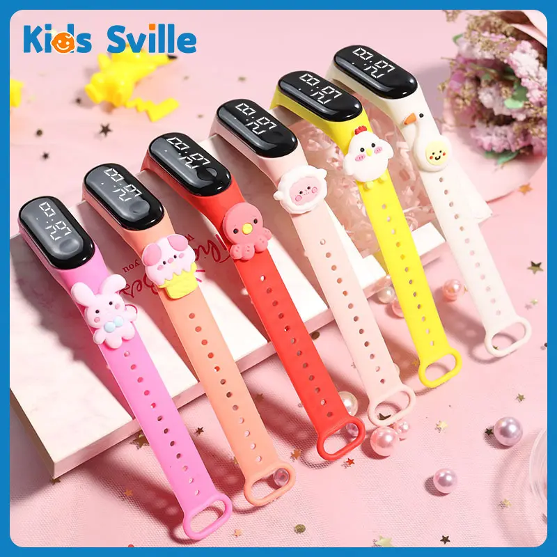 นาฬิกาเด็กกันน้ำ หน้าจอสัมผัส เหมาะสำหรับเด็ก การ์ตูน ไฟ LED สีขาว นาฬิกาอิเล็กทรอนิกส์ นาฬิกาข้อมือกีฬา ตุ๊กตา นาฬิกาข้อมือแบบสัมผัส เหมาะสำหรับนักเรียนชั้นประถมศึกษาและมัธยมต้น