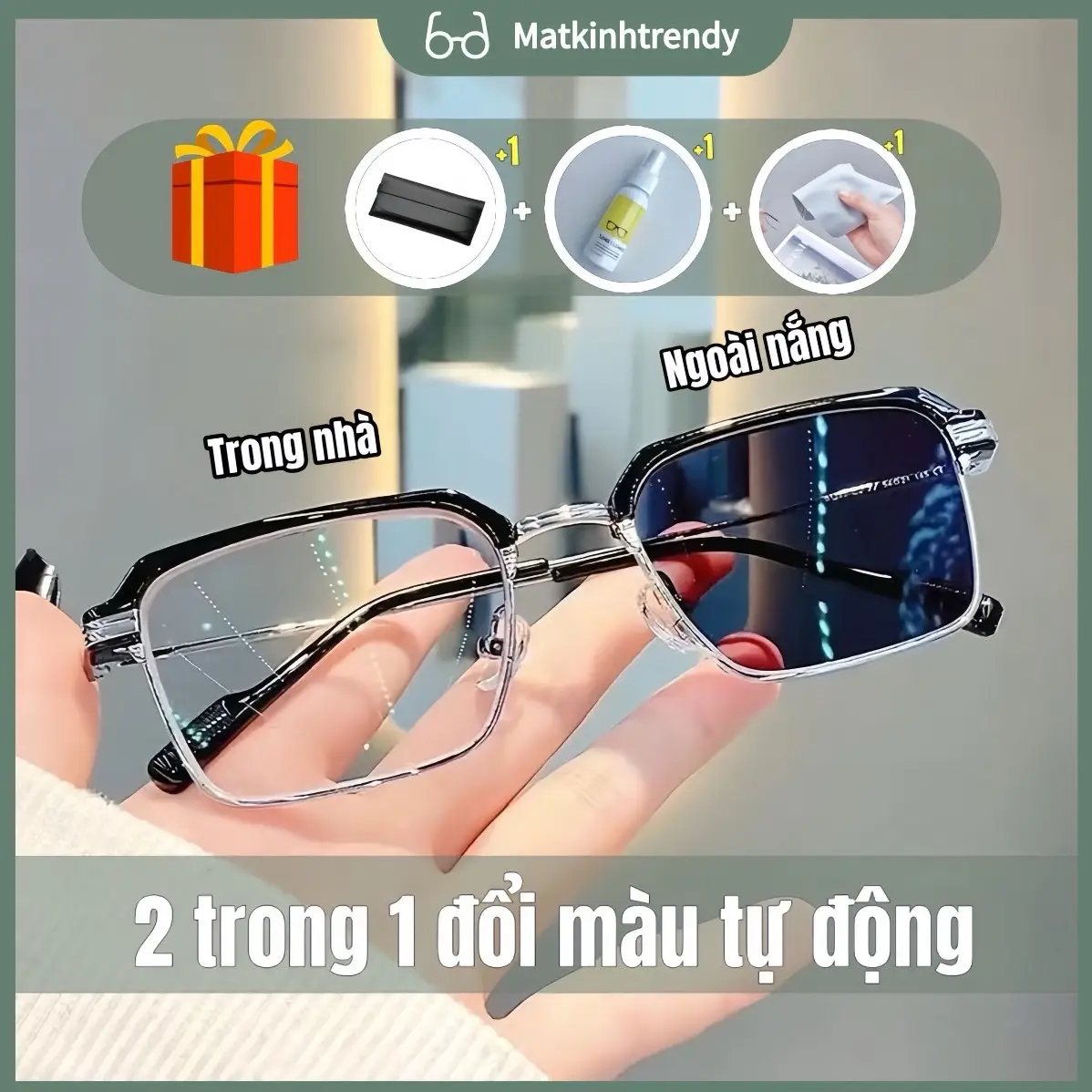 Mã X10 - Kính Đổi Màu Dưới Nắng Nam Nữ Không Độ Gọng Hợp Kim Chống Uv400 - Mắt Kính Chống Nắng Titan Kính Mắt Xu Hướng Women Men Gọng Kính Thay Tròng