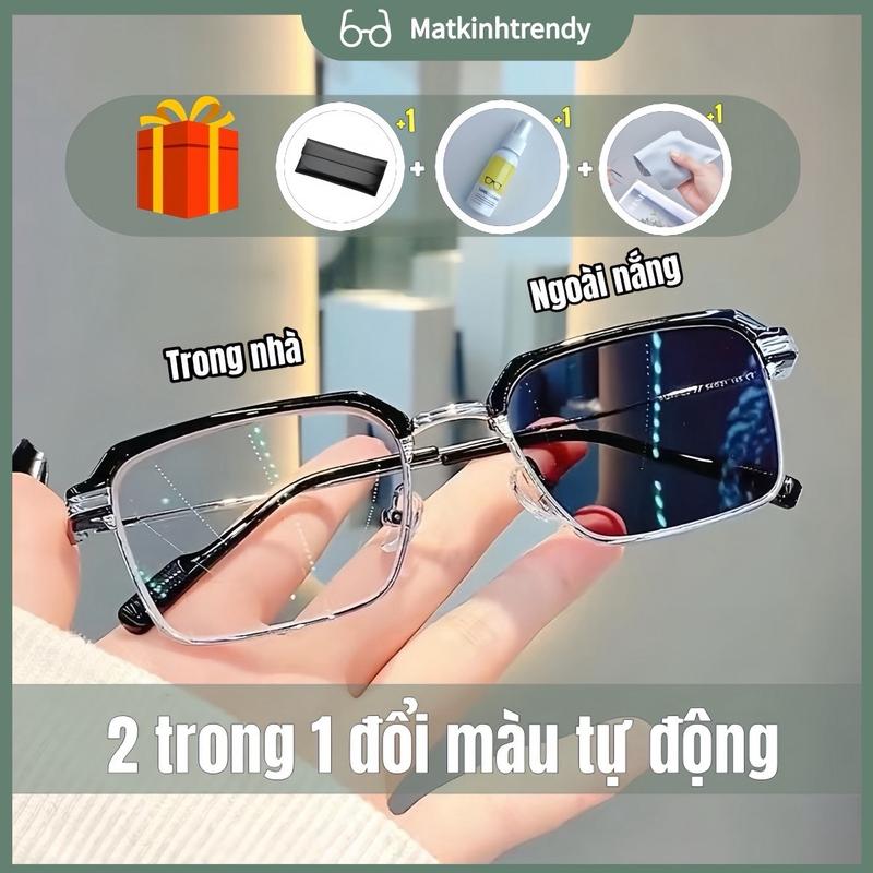 Mã X10 Kính Đổi Màu Dưới Nắng Nam Nữ Không Độ Gọng Hợp Kim Kính Mát Thời Trang Cao Cấp Kính Râm Nam Nữ Chống UV Chống Nắng Chống Bụi Mắt Kính Kính Mắt Gọng Titan Xu Hướng Gọng Kính Thay Tròng Glasses Đi Đường Đi Xe Đi Biển Đi Nắng Kính Nam Ngầu Kính Đen