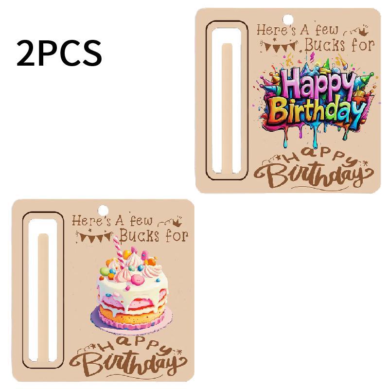 Birthday Cake & Letter Pattern Hanging Tag, 2 Counts/set Birthday Themed Money Holder, Festive Decorations for Vehicles and Family, Surprise Gift for The People Who Are The Birthday Party 0