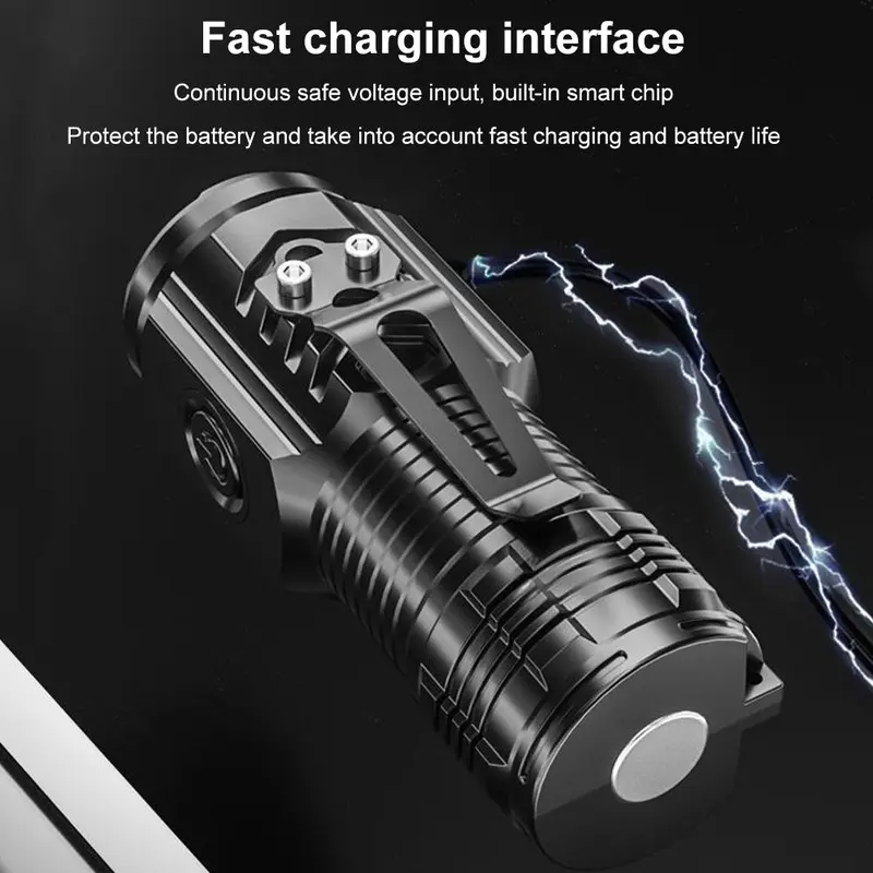 Đèn pin siêu sáng mini cầm tay LED từ tính đa chức năng Đèn pin mạnh hình quái vật ba mắt 8