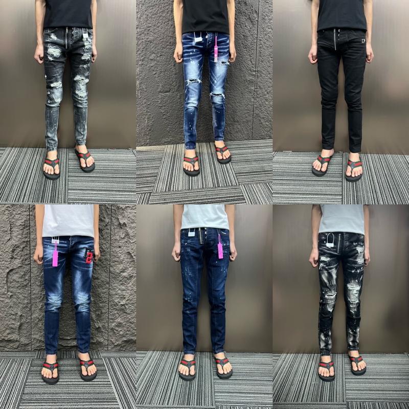 Quần Jean Nam xanh và đen đê quyy vẩy sơn to mác Hồng 4 cúc Nam Menswear Pants Denim Có Túi