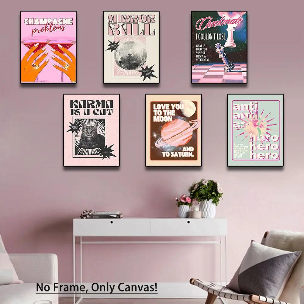 Pink Series Canvas Hanging Painting, 1 Count Modern Wall Art, Wall Decor for Home Living Room Bedroom Office School, House Decor