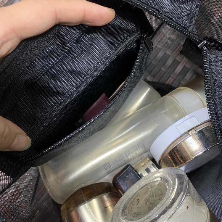 Product Introduction of New Korean Style Is Hollow out See through Mesh Portable Cosmetic Bag Large Capacity Wash Bag for Working Women's Handbag Mom 17