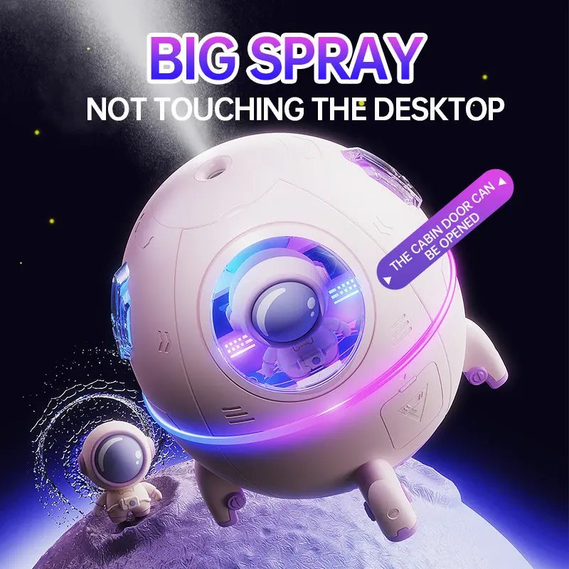 Humidifier Astronot dengan lampu RGB / Tidur Ultrasound Kado Ulang Tahun Souvenir Putih
