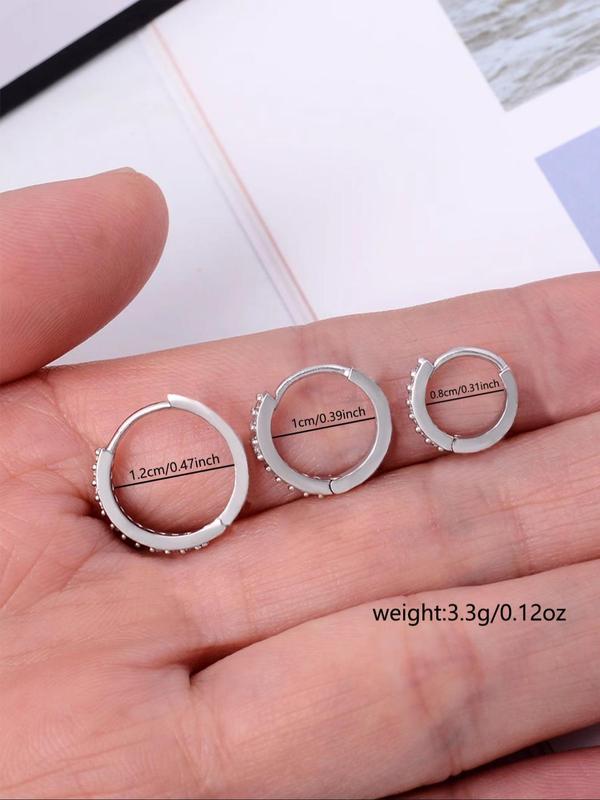 Simple Rhinestone Decorated Hoop Earrings, Fashionable Earrings for Women & Girls, Trendy All-match & Exquisite Jewelry for Birthday Gift 5