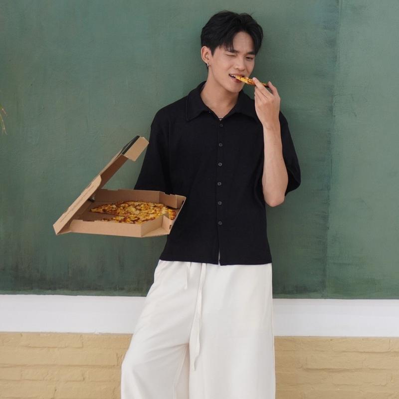 Sơ mi thanh lịch tay ngắn unisex - Chất Gân Đan Premium 24hmood sominam  dep 5