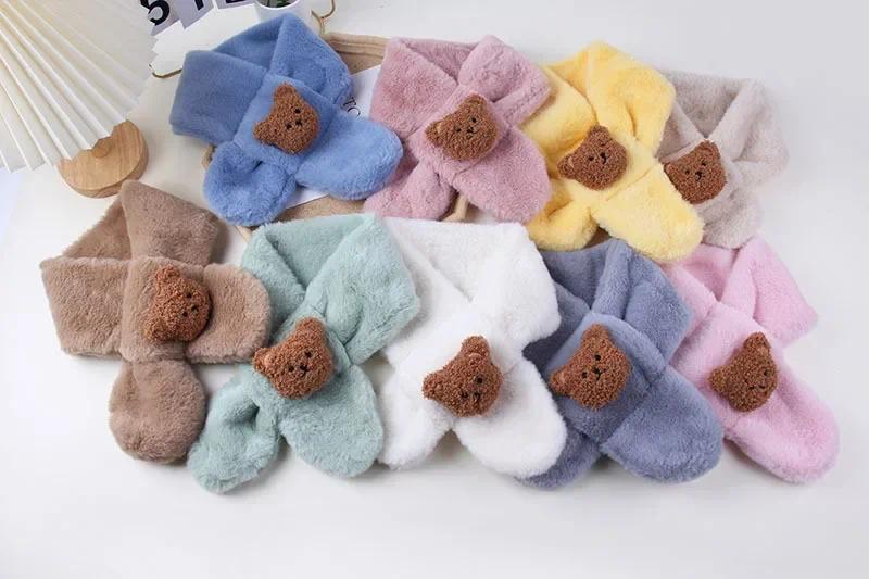Product Introduction of Korean Style Kawaii Baby Scarfs Cute Cartoon Doll Bear Shawls for Toddler Boy Girl Scarf Autumn Winter Warm Baby Accessories 11