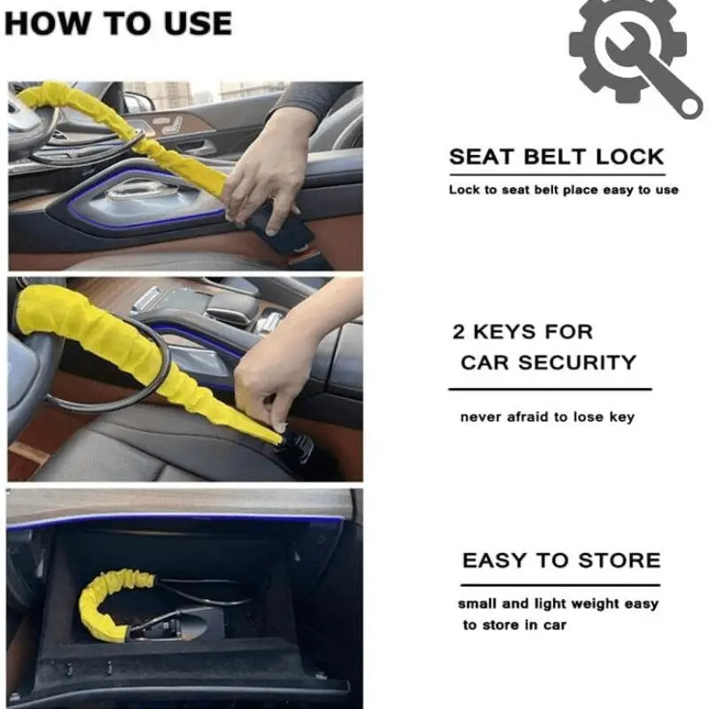 Car Steering Wheel Lock with Key, Anti-theft Car Steering Wheel Lock with Key, Universal Car Steering Wheel Lock, Easy To Use Car Accessories, Locks & Security 6