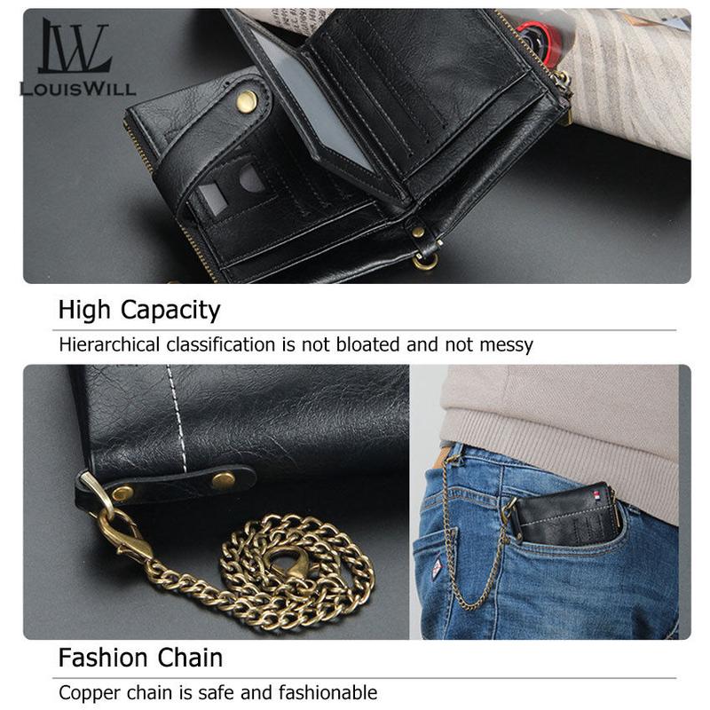 LouisWill Men Wallets Bags Business Wallets PU Clutch Zipper Wallets  Fashion PU leather Short Wallet Travel Purses Handbag Coin Pouch ID Credit Cards Holders Wallet for Men 4