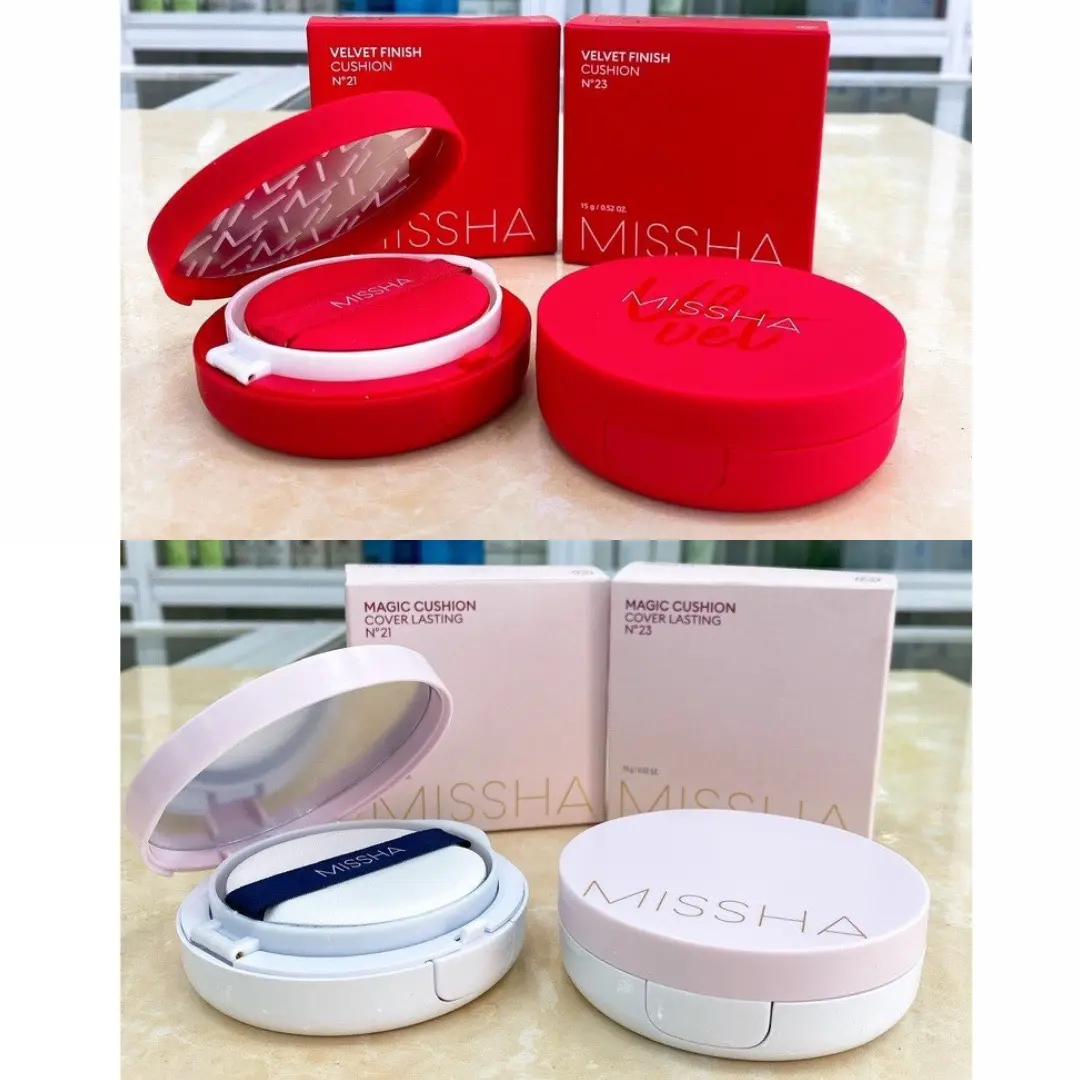 PHẤN NƯỚC Kiềm dầu MISSHA - Velvet‪ Finish Cushion SPF/Magic Cushion Cover Lasting 50+/PA+++‪ 15g (Hộp Đỏ‪ - Hồng) phấn phủ missha kem nền makeup Trang Điểm Nữ
