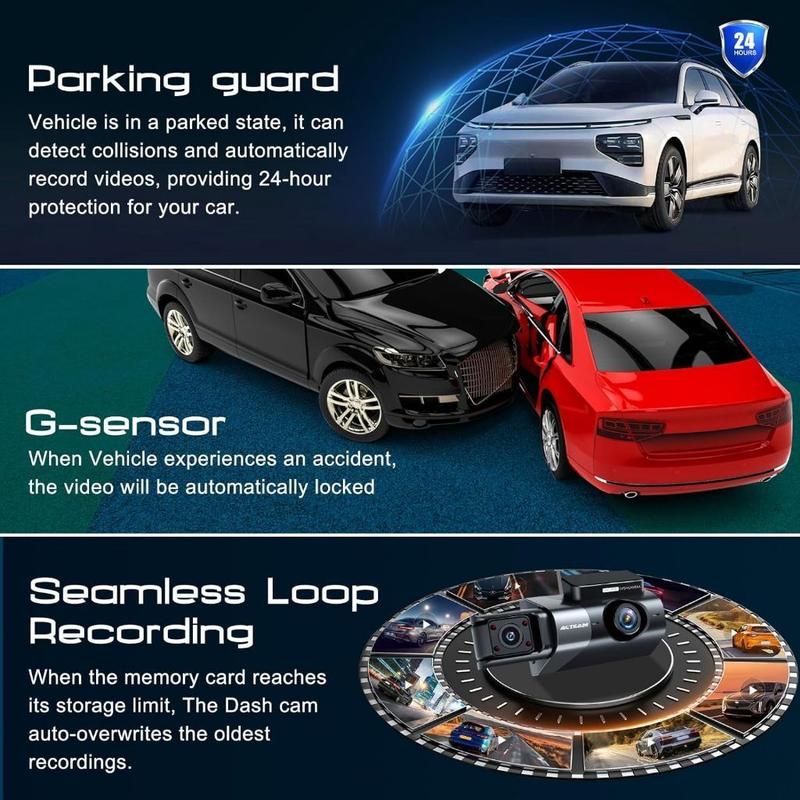 Product Introduction of 【24-hour shipping+free shipping+COD】 Dashcam Y18 Three Channels Car Dvr Front And Rear Camera Video Recorder Parking Night Version 40