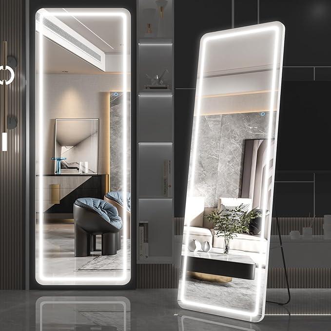 Mirror Full Length Standing Mirror with LED Lights, 64