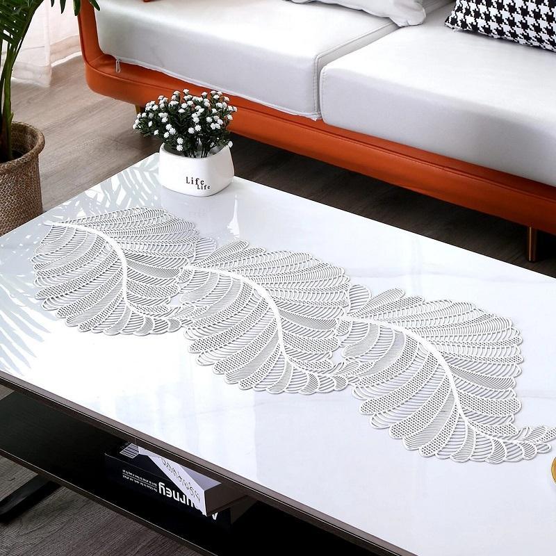 Hollow Out Leaf Design Table Runner, 1 Count Creative PVC Table Mat, Decorative Table Runner for Home Kitchen Dining Room 4