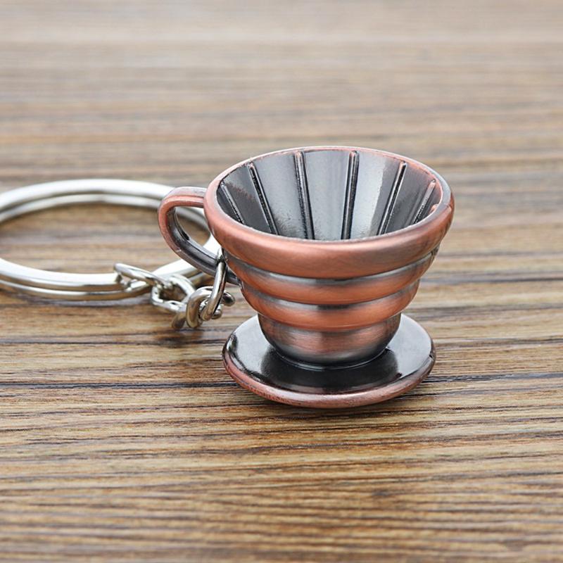 Dụng cụ pha cà phê sáng tạo 3D Móc chìa khóa Sữa bình quà tặng cà phê Dụng cụ pha cà phê Barista mini bằng kim loại Phụ kiện móc chìa khóa sáng tạo cho cô gái Quà tặng Women Hoa 3