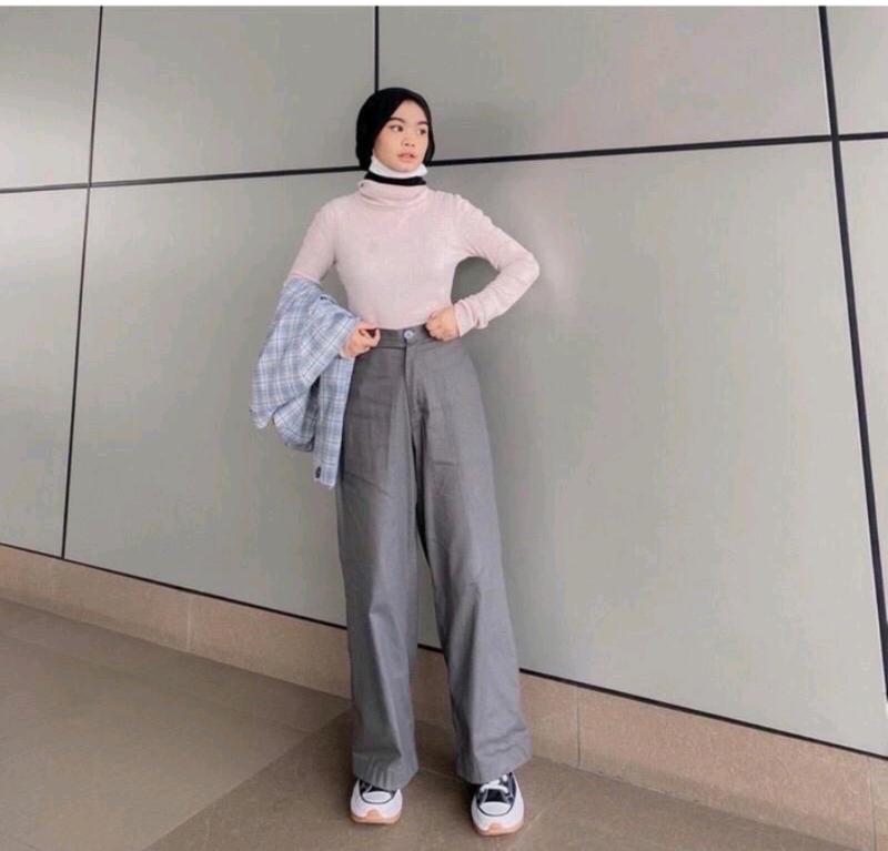 Celana Kulot Panjang Katun Linen  Highwaist Cassual Formal 4