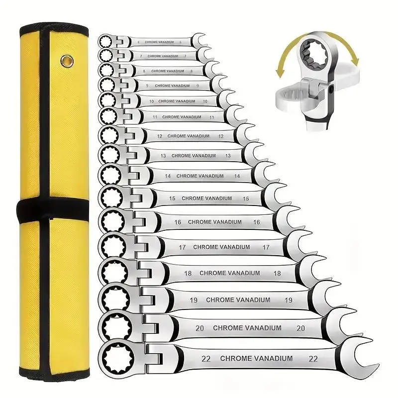 Adjustable Ratchet Wrench Set, Double-Headed Ratchet Wrench Match Sets, Cost-Effective, Multi-Functional, Metal Material, Suitable for Car, Home Repair, Two-in-One Wrench