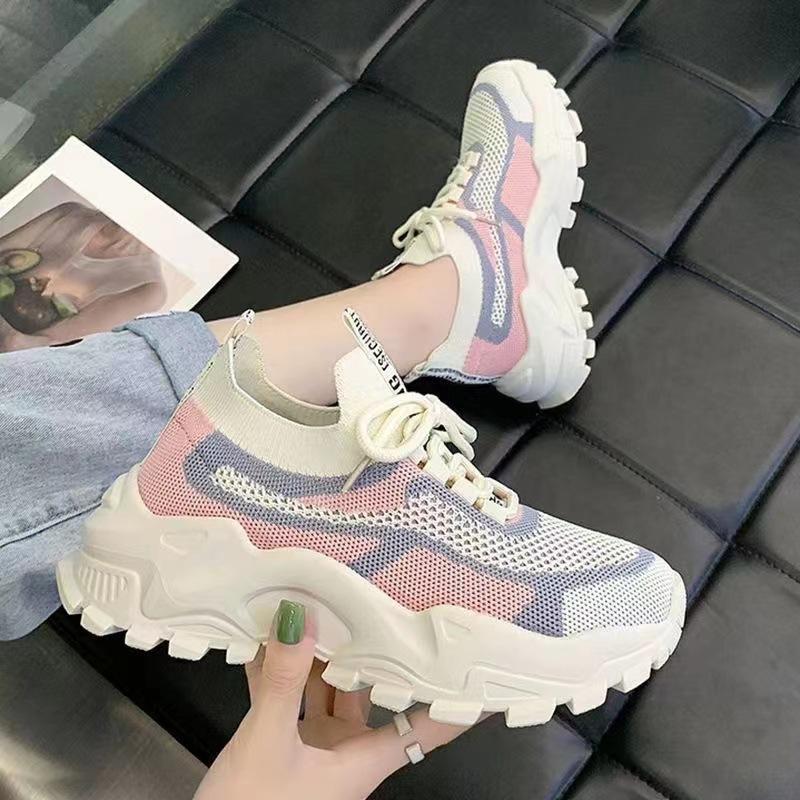 Giày thể thao nữ sneaker buộc dây thời trang hàn quốc đi học đi chơi đế cao màu đen, trắng, hồng A55 V350