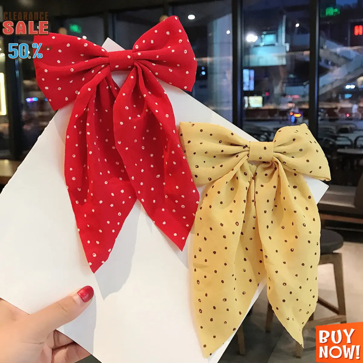 2025 Ready Stock New Polka Dot Big Bow Hairpin Back Head Japanese Streamer Hair Accessory Duckbill Clip JK Hairpin Clip Headwear Fashion Design Sense New Style Light Luxury