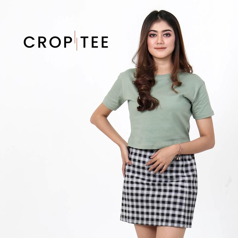 Product Introduction of best seller baju kaos crop wanita terbaru tee Combed Lembut Top Atasan Pendek Polos 13