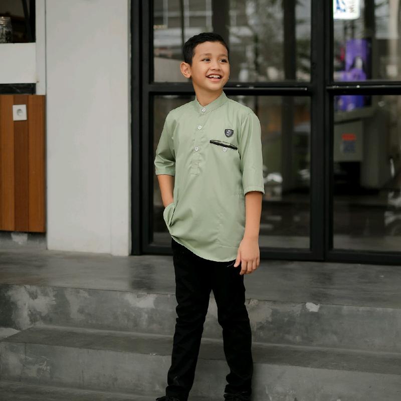 Baju Koko Kurta Couple Ayah Anak Lengan 3/4 Laris Series - Atasan Koko Warna Tercota Mega Riski 3