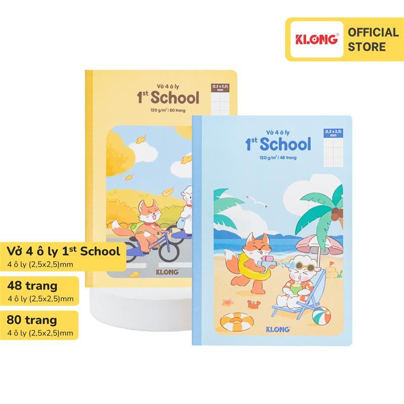  Vở 4 ô ly may dán gáy 1st School Foxy & Sheepy KLONG B5 ̄ 48-80 trang 120 76 