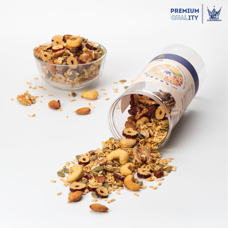 Product Introduction of vuayenmach Ngũ cốc granola Tiêu chuẩn hương Vani không đường dinh dưỡng Food Mật Ong Lon Organic Granola & Oatmeal Breakfast Cereal lọ óc chó Thức Ăn Hạt Ngũ Cốc 1